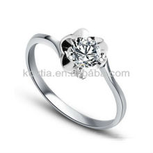 Diamant silberner Ring 925 überzogene weiße Goldblumenentwürfe der Ringschmucksachen für Frauen